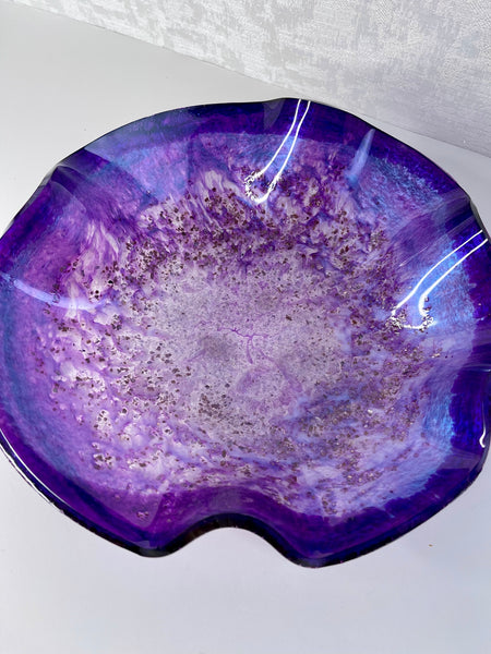 Amethyst & Lepidolite Resin Art Deco Bowl