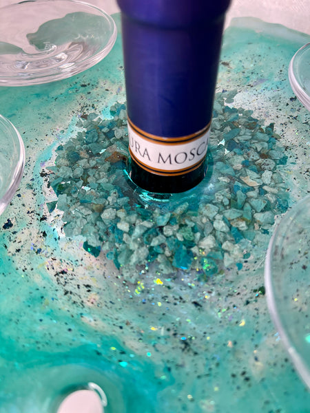 Chrysocolla Wine Caddy & Coaster Set
