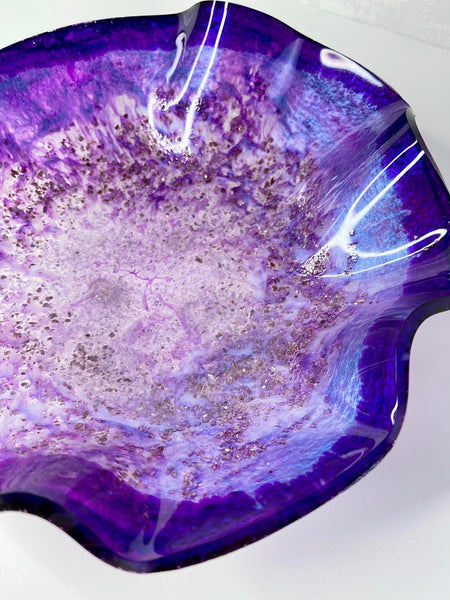 Amethyst & Lepidolite Resin Art Deco Bowl