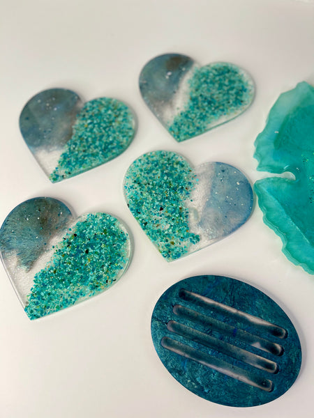 Chrysocolla Wine Caddy & Coaster Set