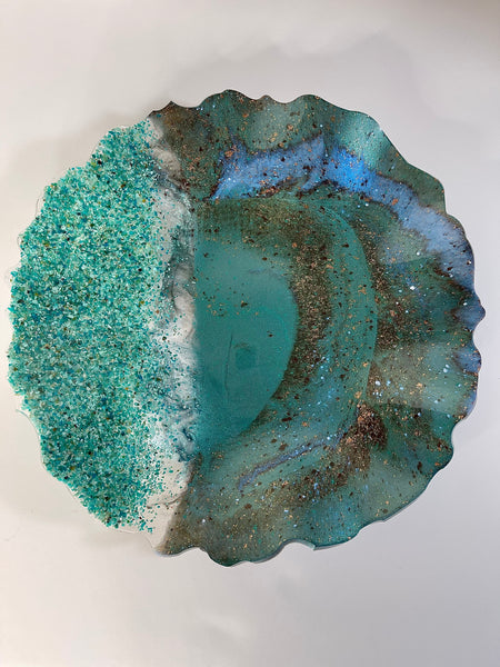 Chrysocolla Resin Art Deco Bowl