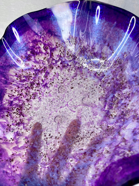 Amethyst & Lepidolite Resin Art Deco Bowl