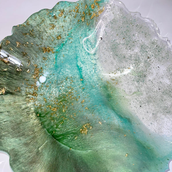 Green Aventurine Resin Art Deco Bowl