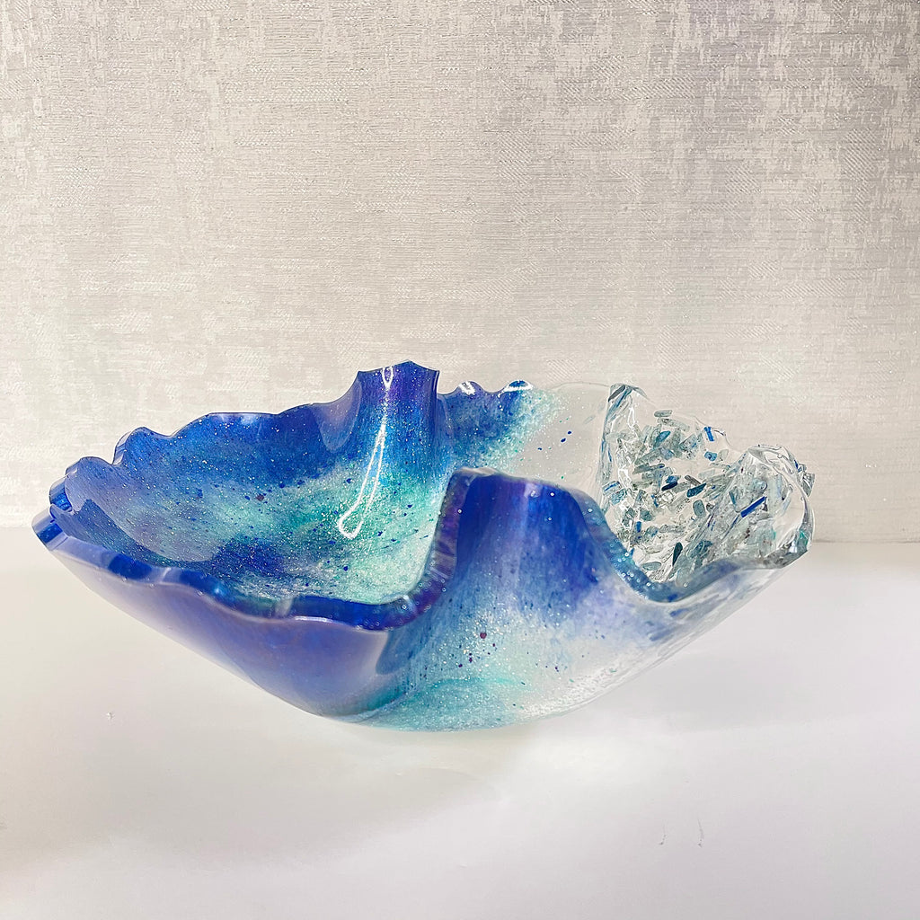 Blue Kyanite Resin Art Deco Bowl