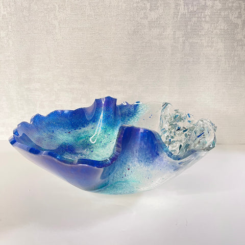 Blue Kyanite Resin Art Deco Bowl