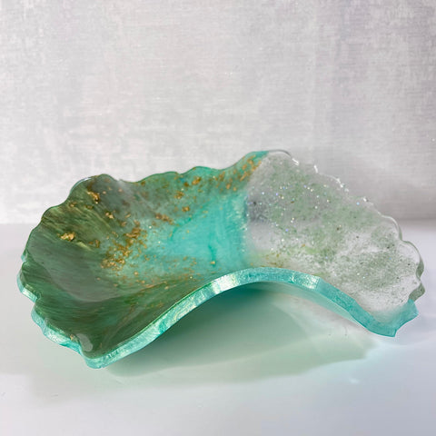 Green Aventurine Resin Art Deco Bowl