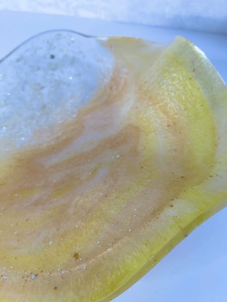 Natural Citrine Resin Art Deco Bowl