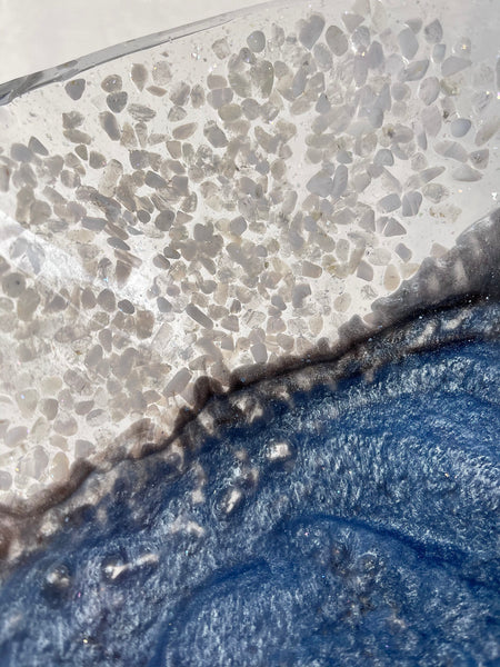 Blue Lace Agate Resin Art Deco Bowl