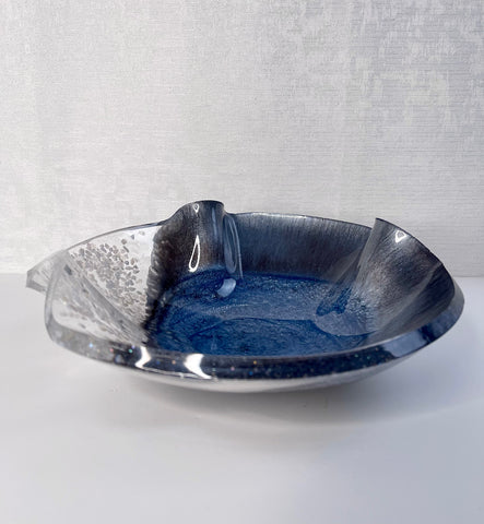 Blue Lace Agate Resin Art Deco Bowl