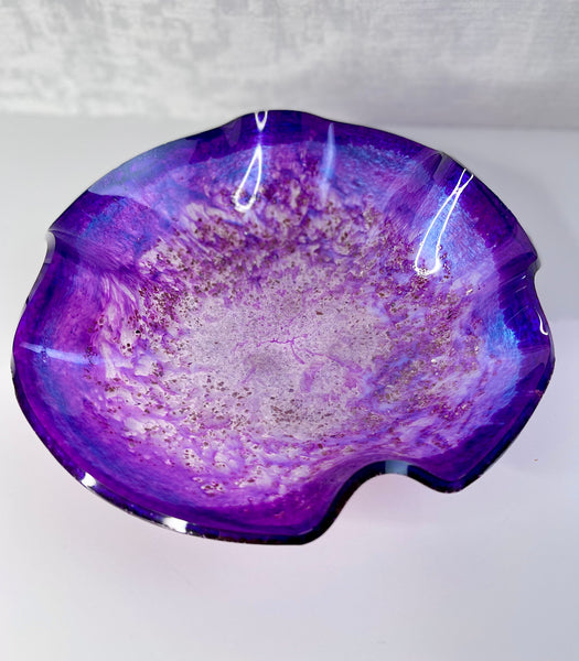 Amethyst & Lepidolite Resin Art Deco Bowl