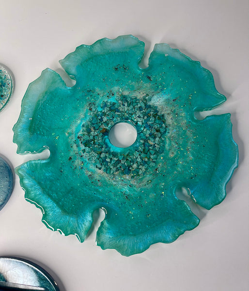Chrysocolla Wine Caddy & Coaster Set