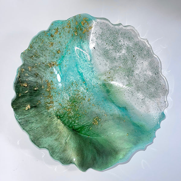 Green Aventurine Resin Art Deco Bowl