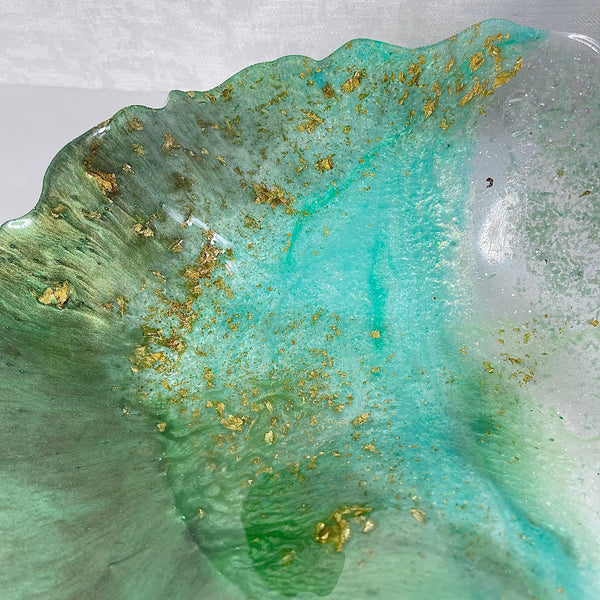 Green Aventurine Resin Art Deco Bowl