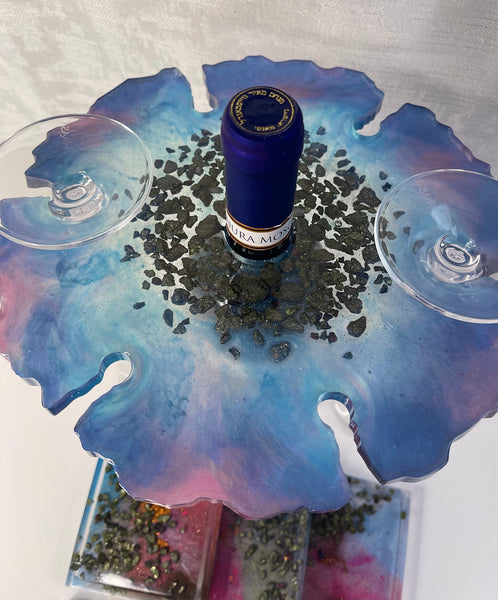 Peacock Ore & Pyrite Wine Caddy + Coaster Set