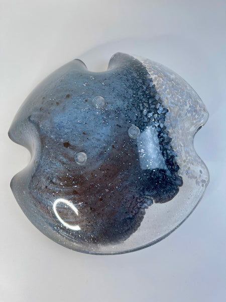 Blue Lace Agate Resin Art Deco Bowl