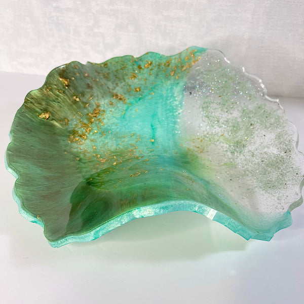 Green Aventurine Resin Art Deco Bowl