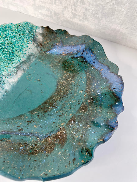 Chrysocolla Resin Art Deco Bowl