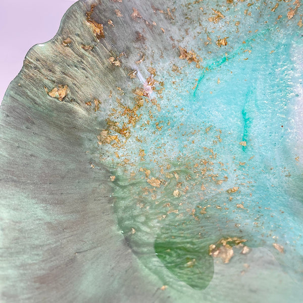 Green Aventurine Resin Art Deco Bowl