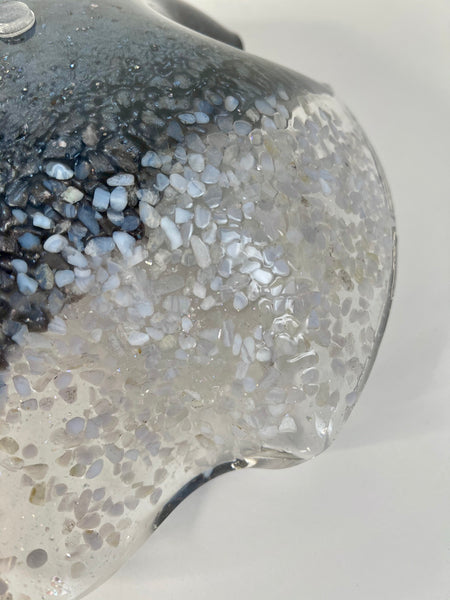 Blue Lace Agate Resin Art Deco Bowl