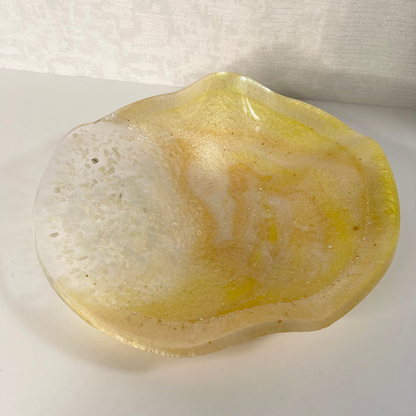 Natural Citrine Resin Art Deco Bowl