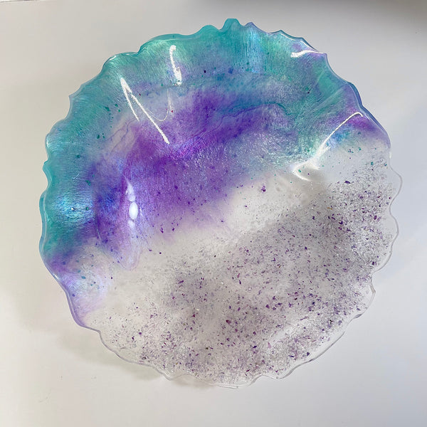 Rainbow Fluorite Resin Art Deco Bowl