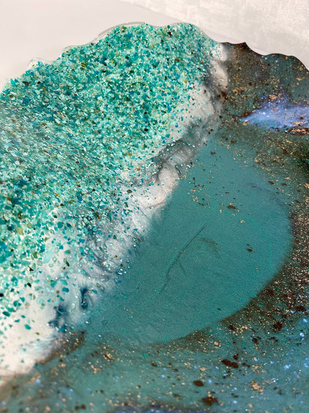 Chrysocolla Resin Art Deco Bowl