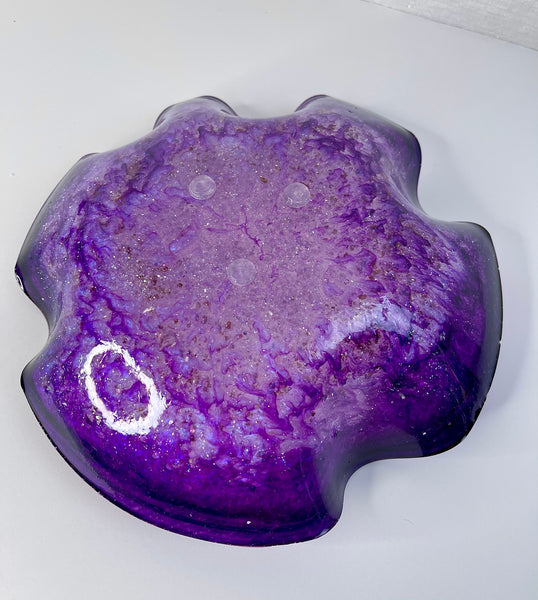 Amethyst & Lepidolite Resin Art Deco Bowl