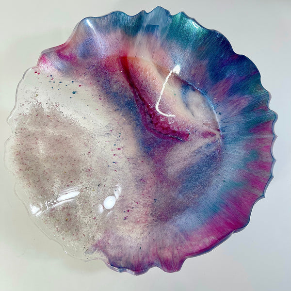 Pink Tourmaline Resin Art Deco Bowl